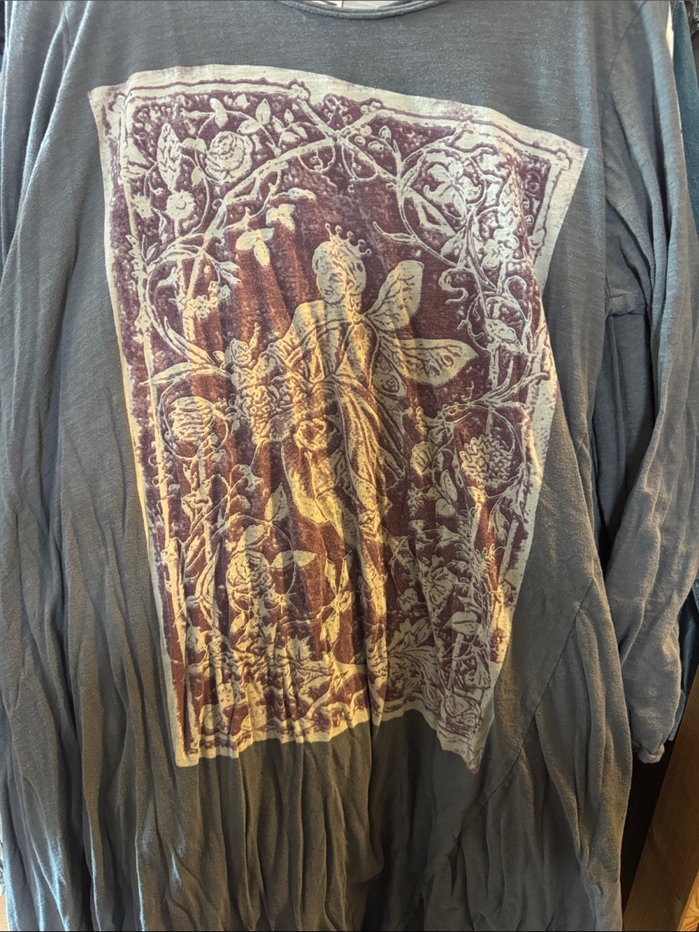 Magnolia Pearl Gray Long Sleeve Dress with Maroon and Cream Graphic Panel